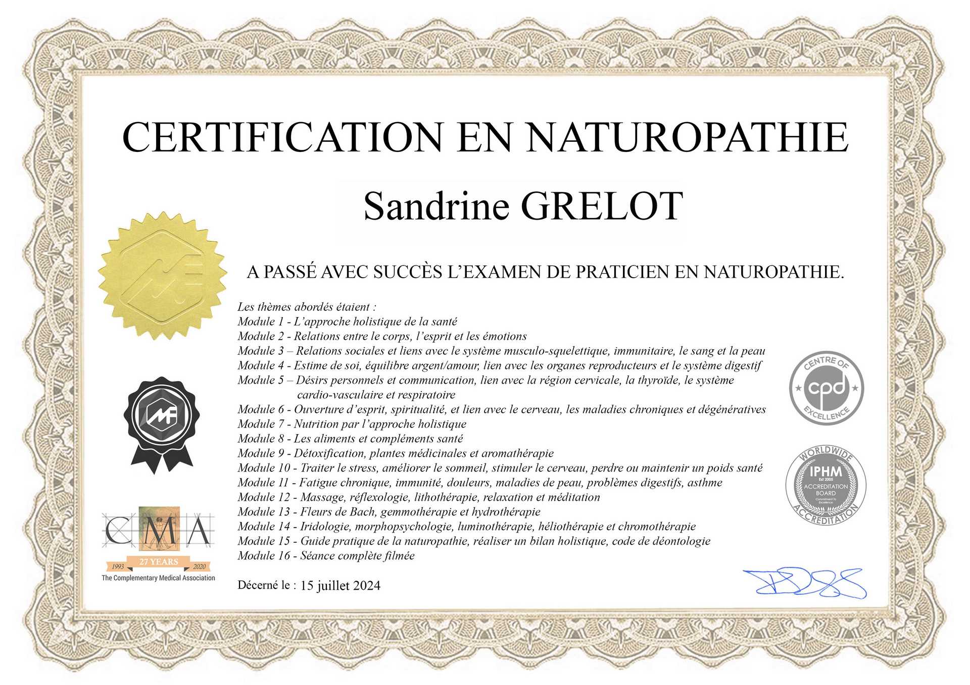 certificatsandrinegrelot Mon approche